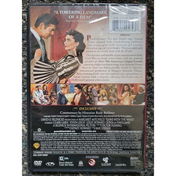 Gone With the Wind 70th Anniversary Edition 2 Disc DVD - Picture 2 of 2